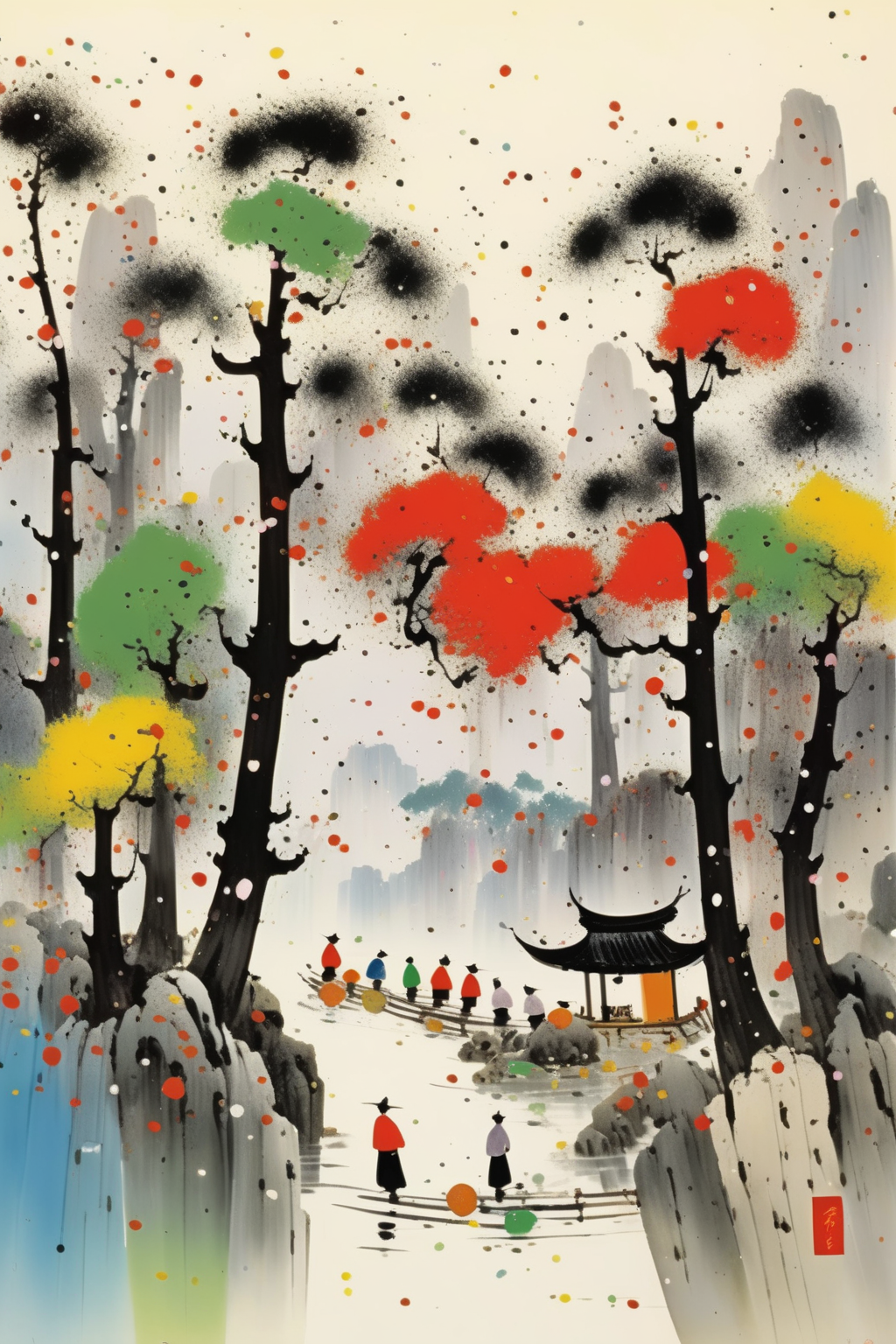 01215-1722943224-_lora_Wu Guanzhong Style_1_Wu Guanzhong Style - A beautiful painting by Wu Guanzhong, Traditional Chinese colorful Ink of an goo.png